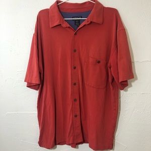 Patagonia 100% Organic Cotton Polo Shirt Coral Mens Large Outdoors Hiking